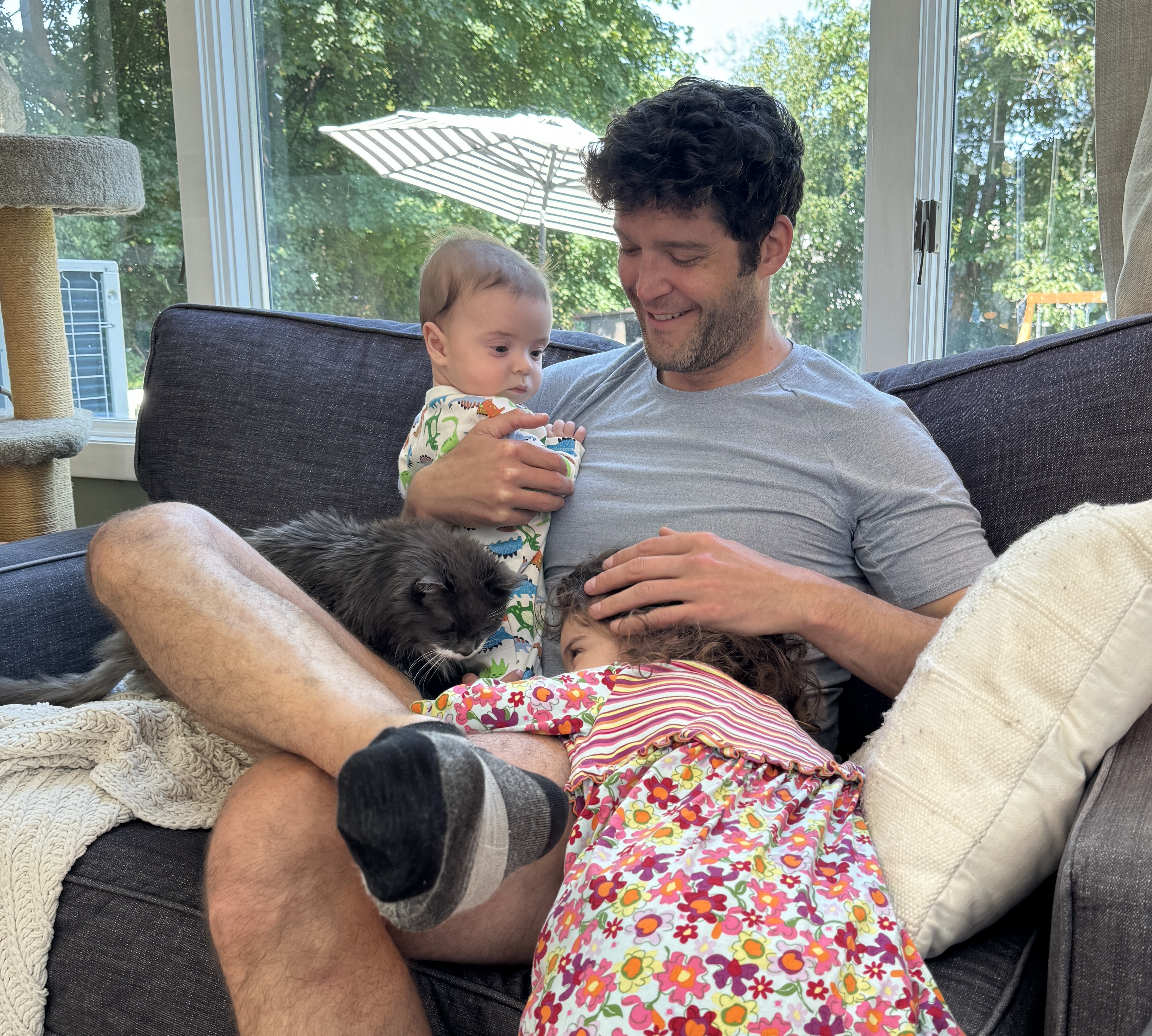 Ben with kids and cat